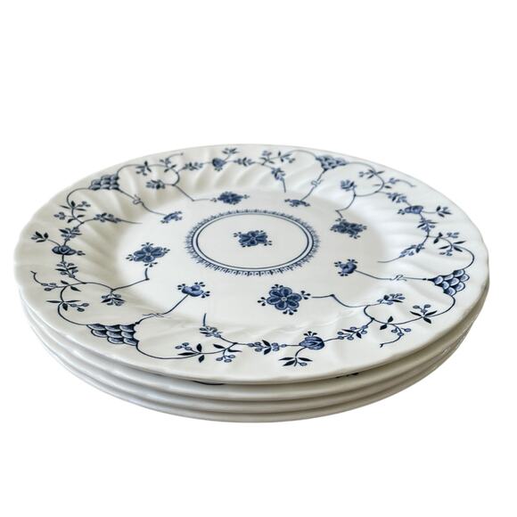 Queen's FINLANDIA Blue & White Floral Salad Plates 8in Set of 4 England NEW - Picture 12 of 16